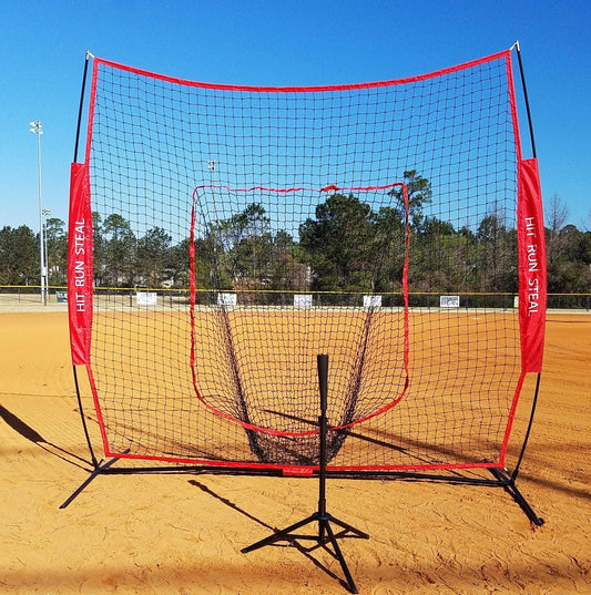 Softball Heavy Duty Hitting & Pitching Nets -  Black / Practice Net & Tee (Save / 12 Softballs