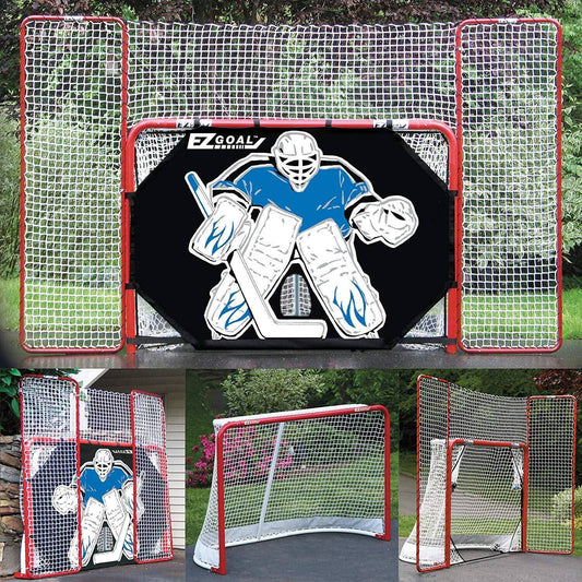 2 Folding Hockey Goal With Backstop, Shooter Tutor Targets