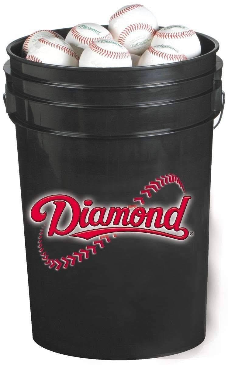 6 Gallon Bucket With 24 White Baseball, Black