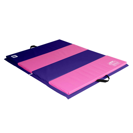 4 Ft X 6 Ft X 2 In Gymnastics Mat, Folding Tumbling Mat, Portable With Hook & Loop Fasteners, Blue, 4 Ft X 6 Ft X 2