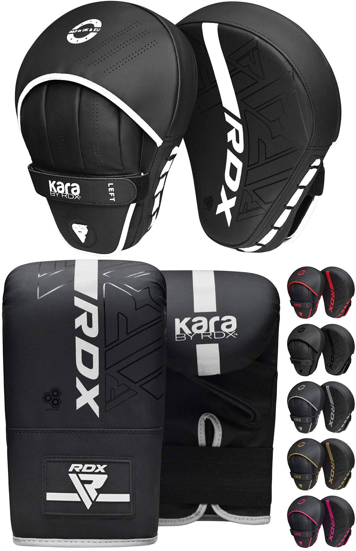 Boxing Pads And Gloves Set, Maya Hide Leather Kara Hook And Jab Curved Focus Mitts With Punching Gloves, Golden, 12oz