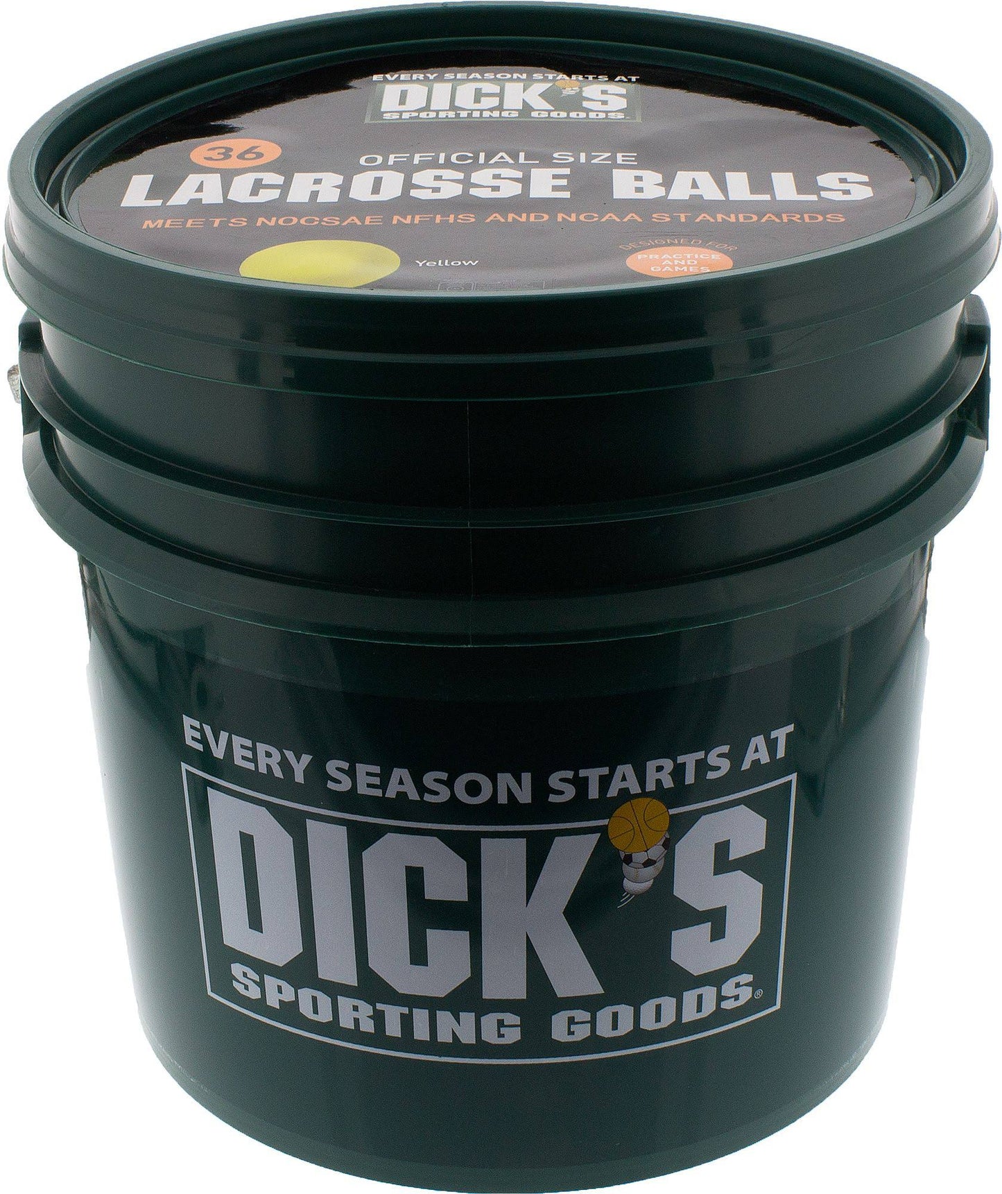 Sporting Goods Lacrosse Ball Bucket - 36 Pack, Yellow