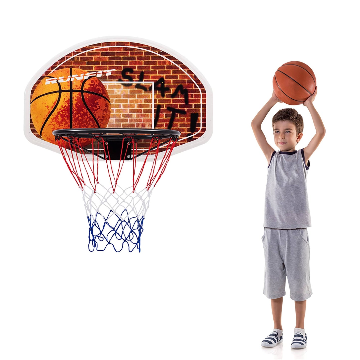 Wall Mounted Fan Backboard With Basketball Hoop And Rim