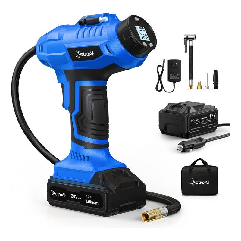 Auto Tire Inflator, 160 Psi Handheld Tire Air Compressor,  Portable Tire Pump 12v Dc, Blue, Size: None