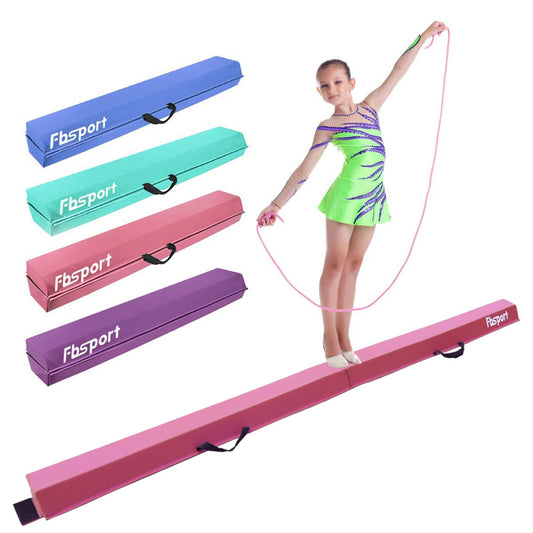 8ft/10ft Balance Beam Folding Floor Gymnastics Beam Equipment Pu Leather For Kids Adults,Non Slip Rubber Base, Gymnastics Beam For Training,