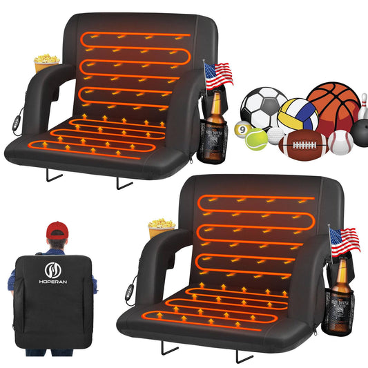 21 In. W Portable Double Heated Stadium Seats For Bleachers With Padde