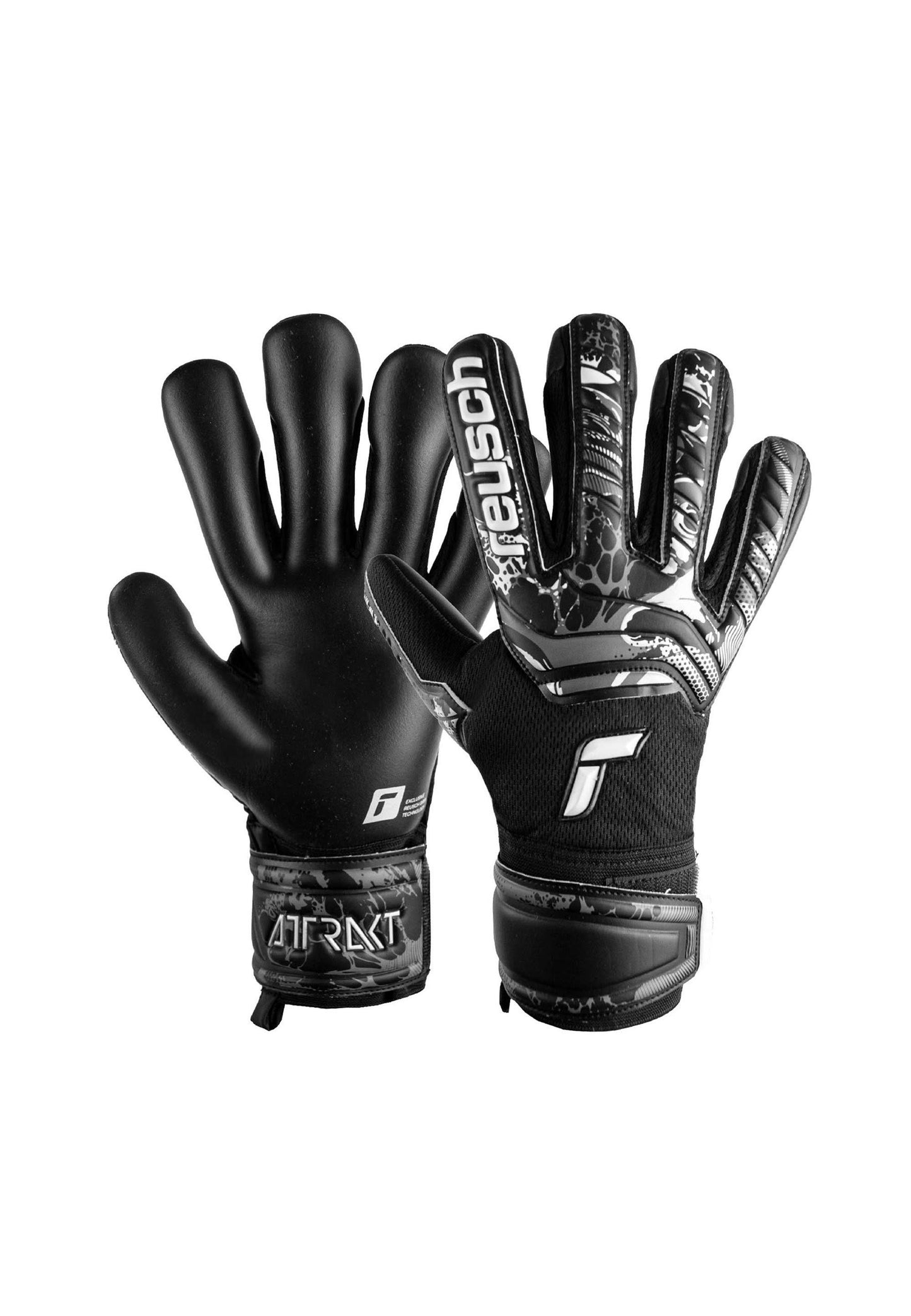 Adult Attrakt Freegel Infinity Finger Support Goalkeeper Gloves, Mens, Size 8, Black