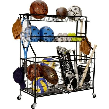 Sports Equipment Organizer, Ball Storage Rack, Garage Ball Storage, Sports Gear Storage, Rolling Sports Ball Storage Cart