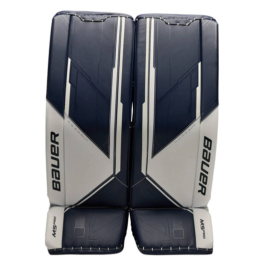 Supreme M5 Pro Goalie Leg Pads - Intermediate - White/Navy - Medium