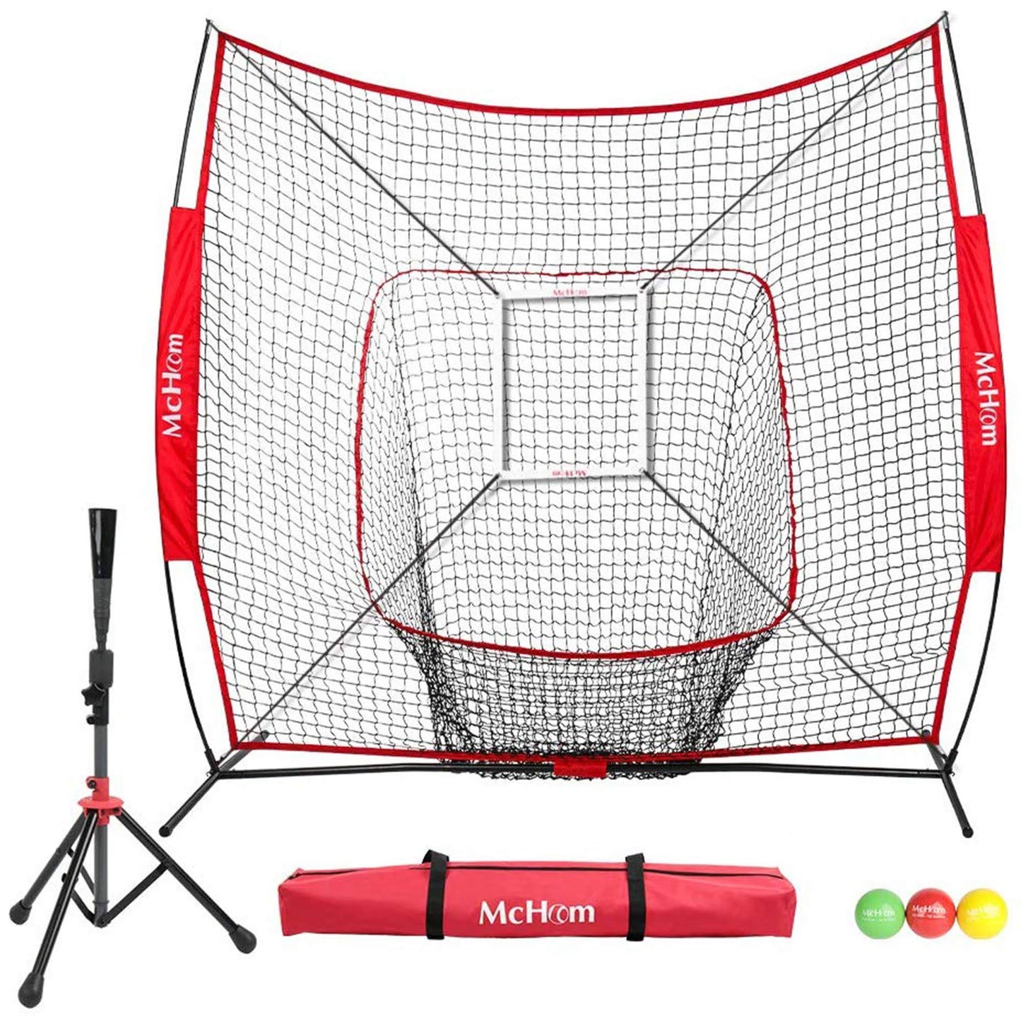 7 X 7 Baseball Net With Ball Caddy, Travel Tee, 3 Weighted Balls