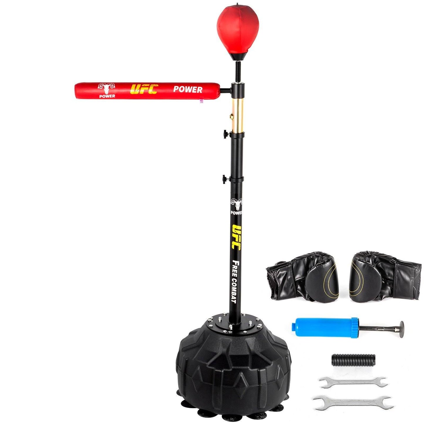 Boxing Speed Trainer Punching Bag Spinning Bar Training Boxing Ball With Reflex Bar & Gloves Solid Speed Punching Bag Standing Adjustable