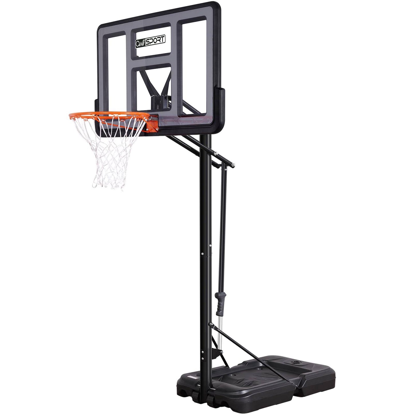 Sport Portable Basketball Hoop Outdoor, 4.8-10ft Height Adjustable Basketball Hoop Goal System With 44 Inch Impact Backboard And Portable