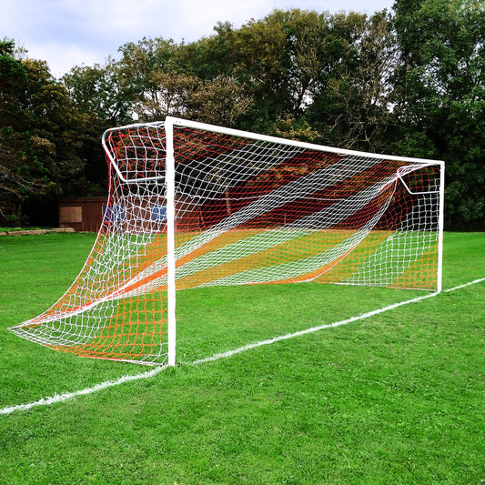 Blue & White Striped Soccer Goal Net - 24ft X 8ft Full Size Replacement Soccer Nets