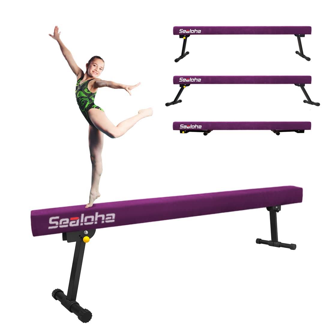 6ft Ultrasimple Adjustable&Foldable Balance Beam,High-Low Floor Beam Suede Gymnastics Equipment,No Tool Require, Gymnastics Beam For