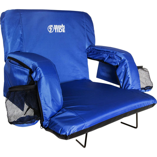 Wide Stadium Seat For Bleachers - Stadium Chair With Back Support, Comfy Cushion, Thick Padding, 2 Steel Bleacher Hooks, 4 Pockets, Ideal