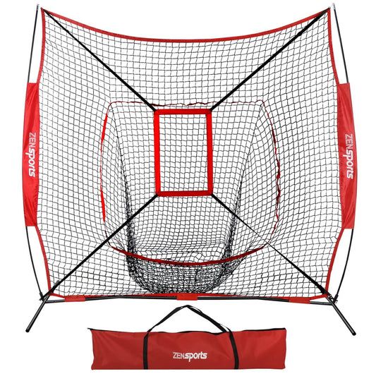 7 X 7 Baseball Softball Practice Net Hitting Pitching Training Net W/Strike Zone,Bow Frame & Carry Bag