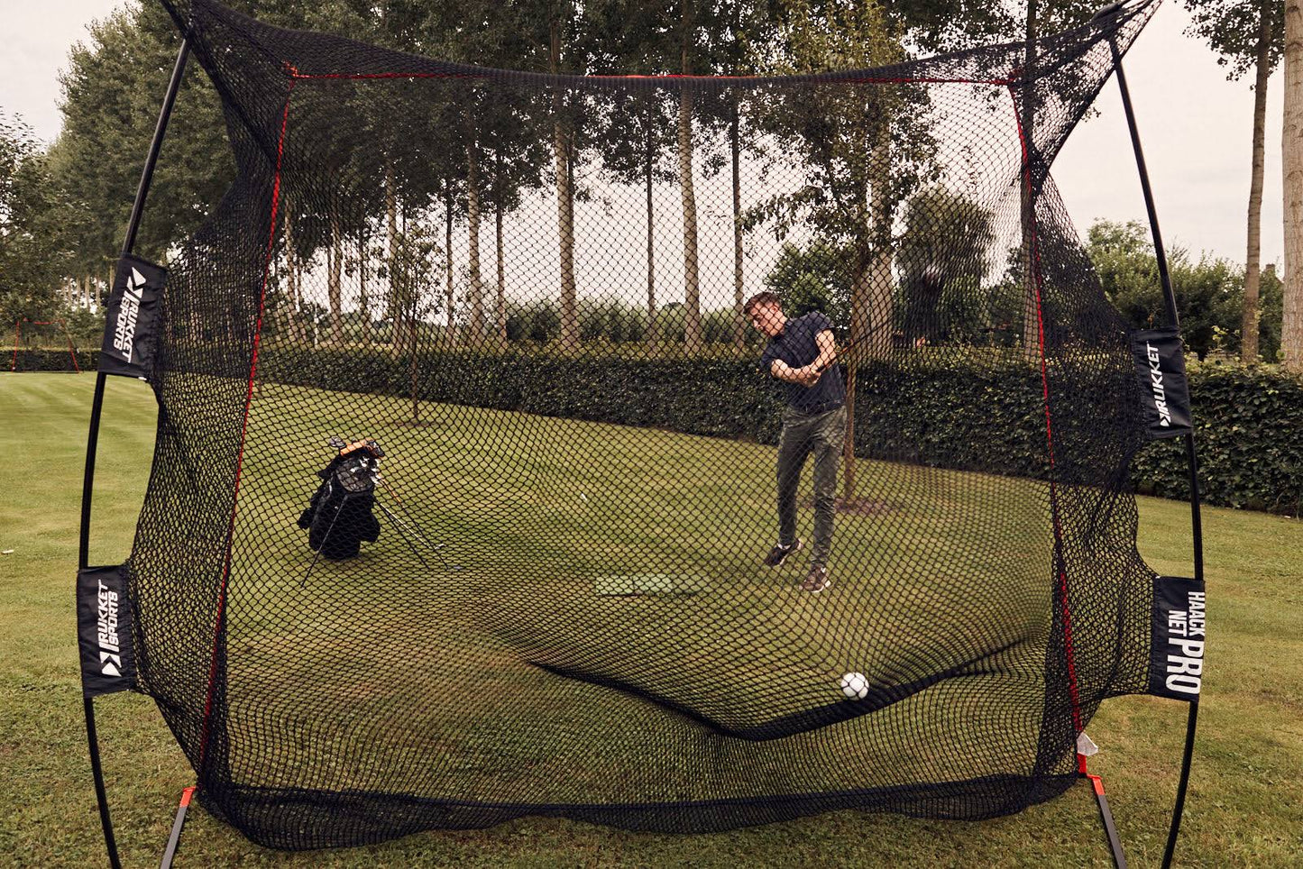 3 X 9 X 7 Foot Haack Golf Training Net Pro Set With Tri Turf Mat