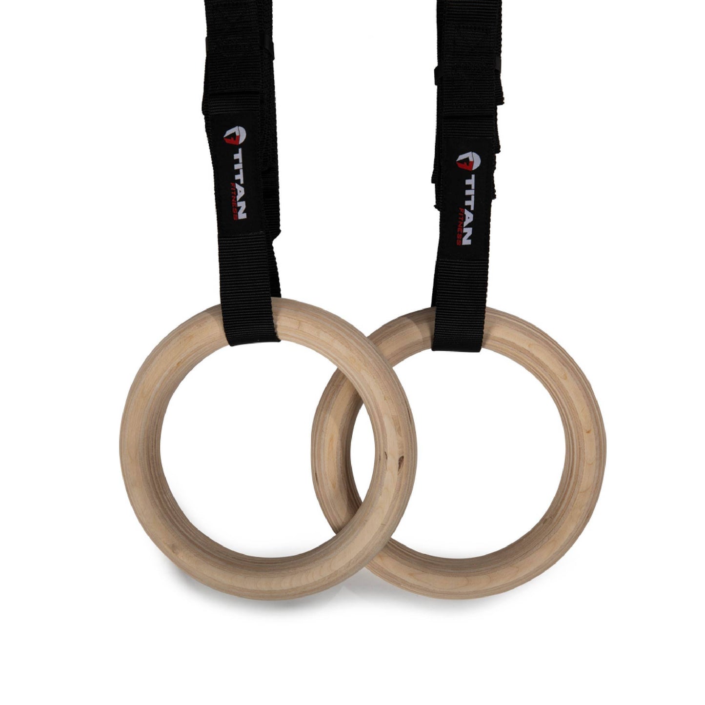 32mm Wood Olympic Gymnastic Rings - 1.5 W Heavy Duty Thick Straps & Buckle