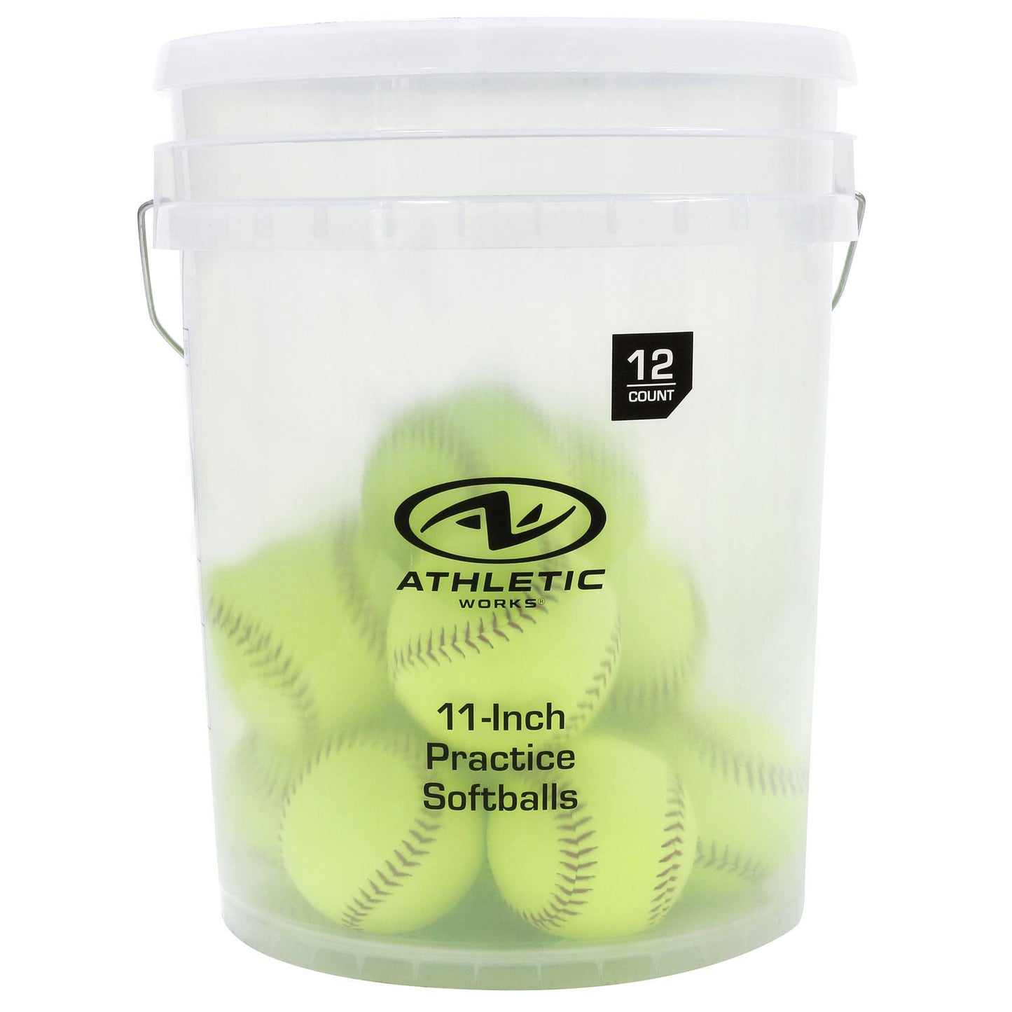 Works Softballs In Bucket - Yellow - 12 In