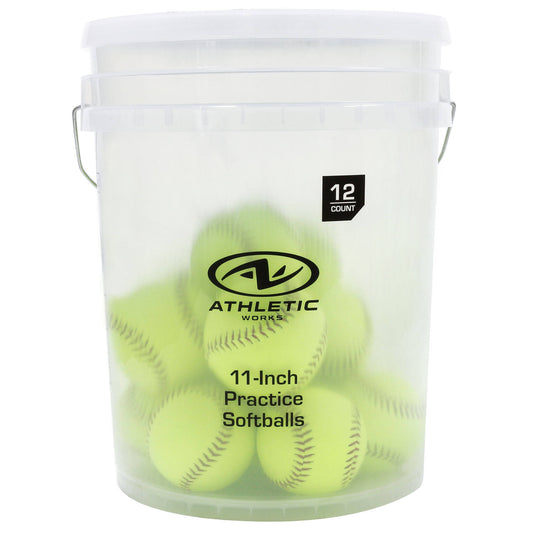 Works Softballs In Bucket - Yellow - 12 In