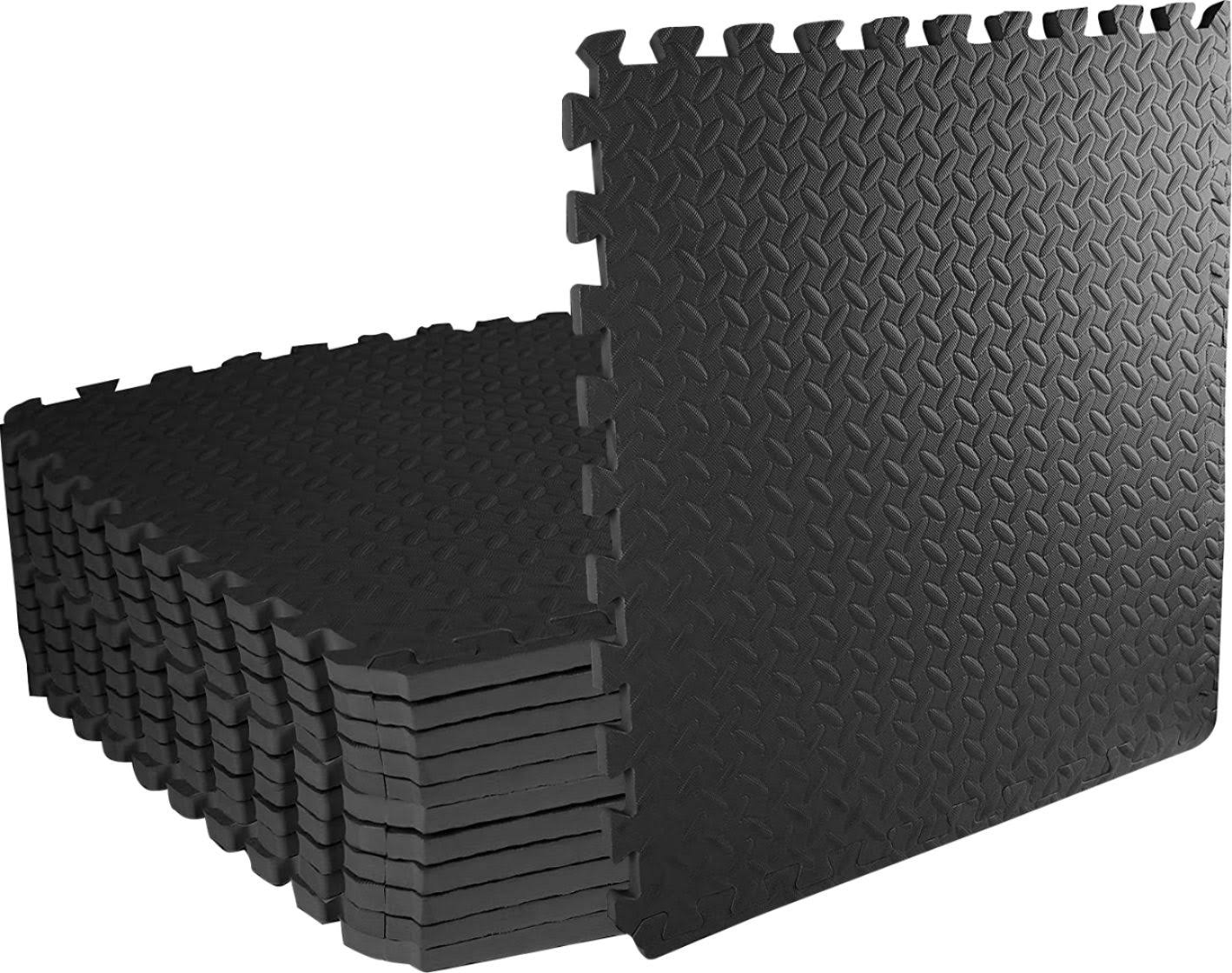 48ft Gym Flooring Exercise Mats - Black