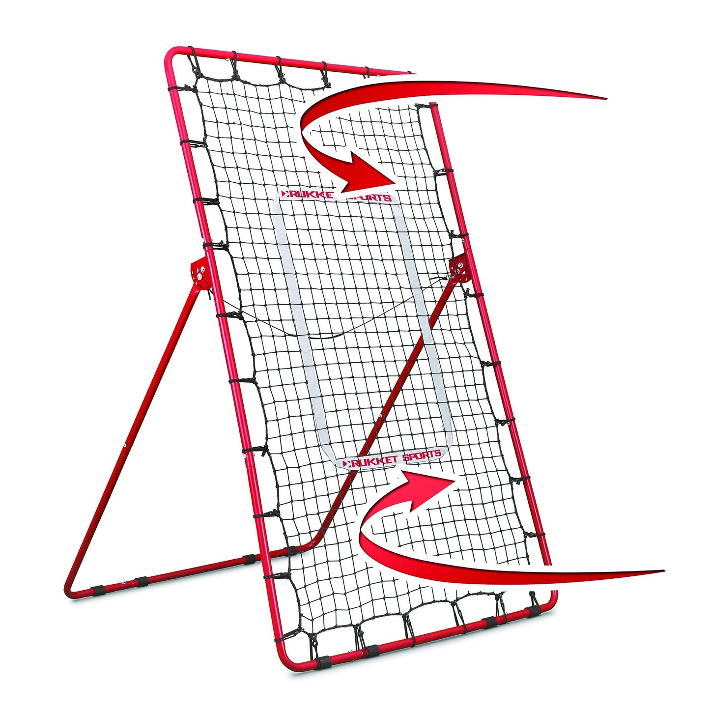 Adjustable Pitch Back Baseball And Softball Rebounder Practice Throwing Net Screen, Red