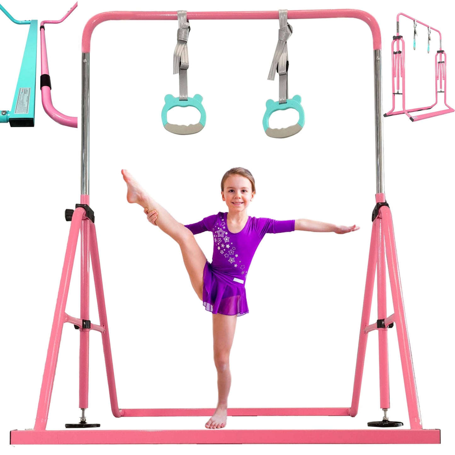 Updated Folding Gymnastics Kip Bar With Sturdier Base, A Safe Gymnasitc Bar For Kids 3月8日 Years Old, Easy To Assemble And Dis-Assemble