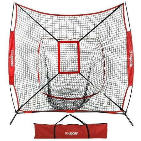 77baseball Softball Practice Net With Batting Tee Pratice Hitting Pitching Fielding With Strike Zone Target And Carrying Bag, Red