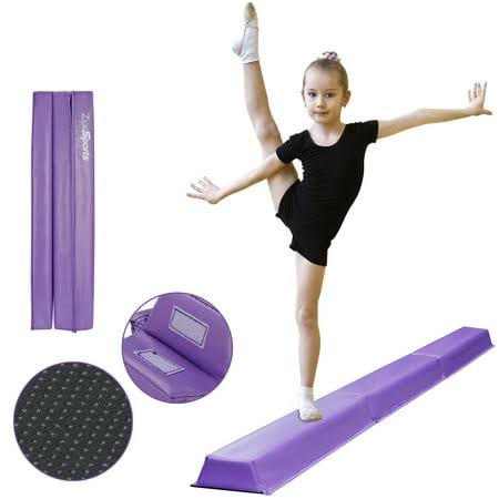 9ft Tri-Fold Balance Beam - Portable Home Gymnastics Kids Training Anti-Slip Base, Purple, Size: 9