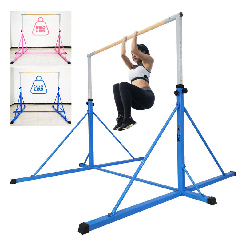 Senior Gymnastic Bar 6ft In Width,72 Ft Base Length ,Height Adjustable From 492 To 689 With Super Big Extension Bars,Gymnastic Horizontal Bar