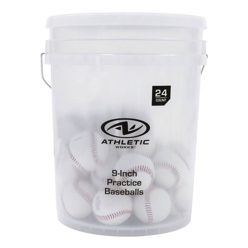 Works Leather Baseballs In Bucket - White - 24 Ct