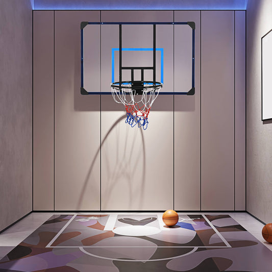 Wall Mounted Basketball Hoop With Shatter Proof Backboard, Black